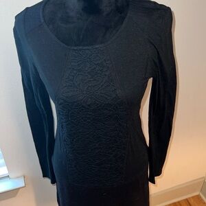 Vanessa Bruno ATHE little black dress mixed media wool / Lace blend Sz 1 / XS